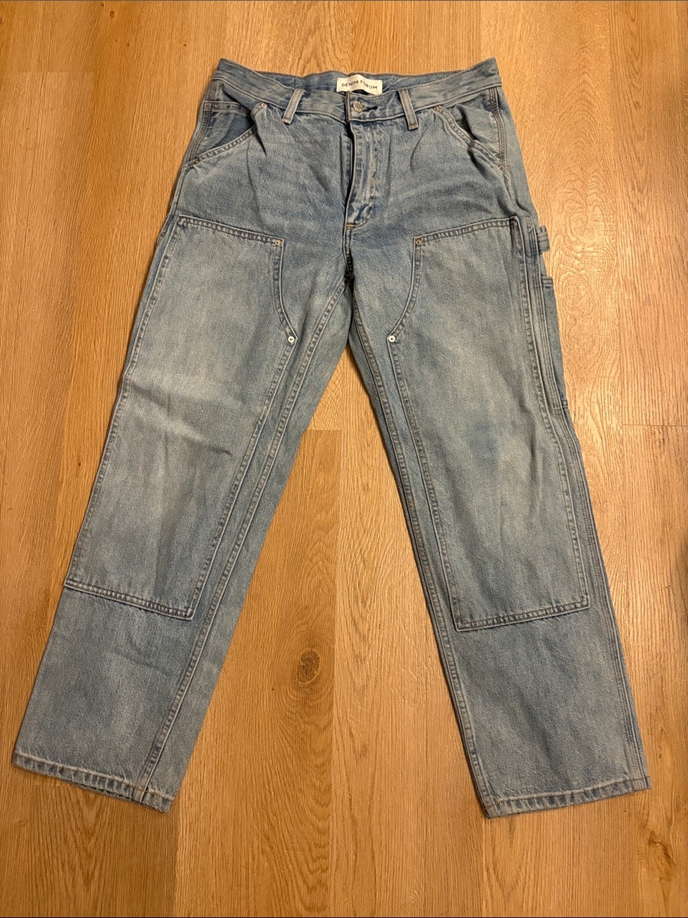 Denim Forum Relaxed Carpenter Jeans - Light Wash Blue